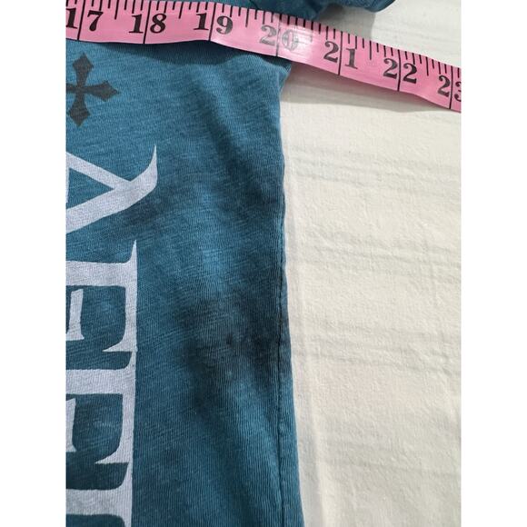 Affliction Mens Polo Shirt Large Blue Tie Dye Live Fast Short Sleeve Cross - Picture 8 of 10